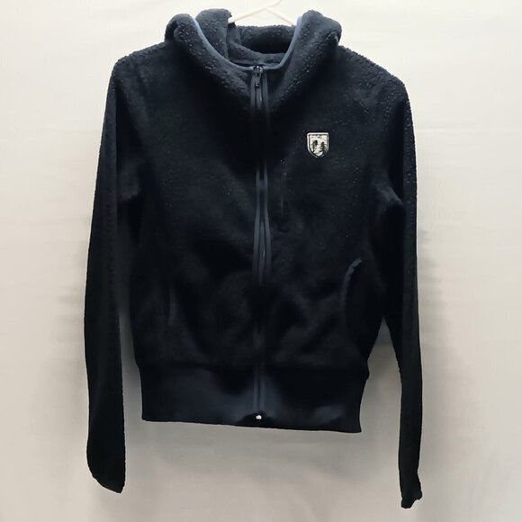 AMERICAN EAGLE JACKET LADIES SMALL NAVY FULL ZIP SHERPA HOODED LOGO - Picture 1 of 7
